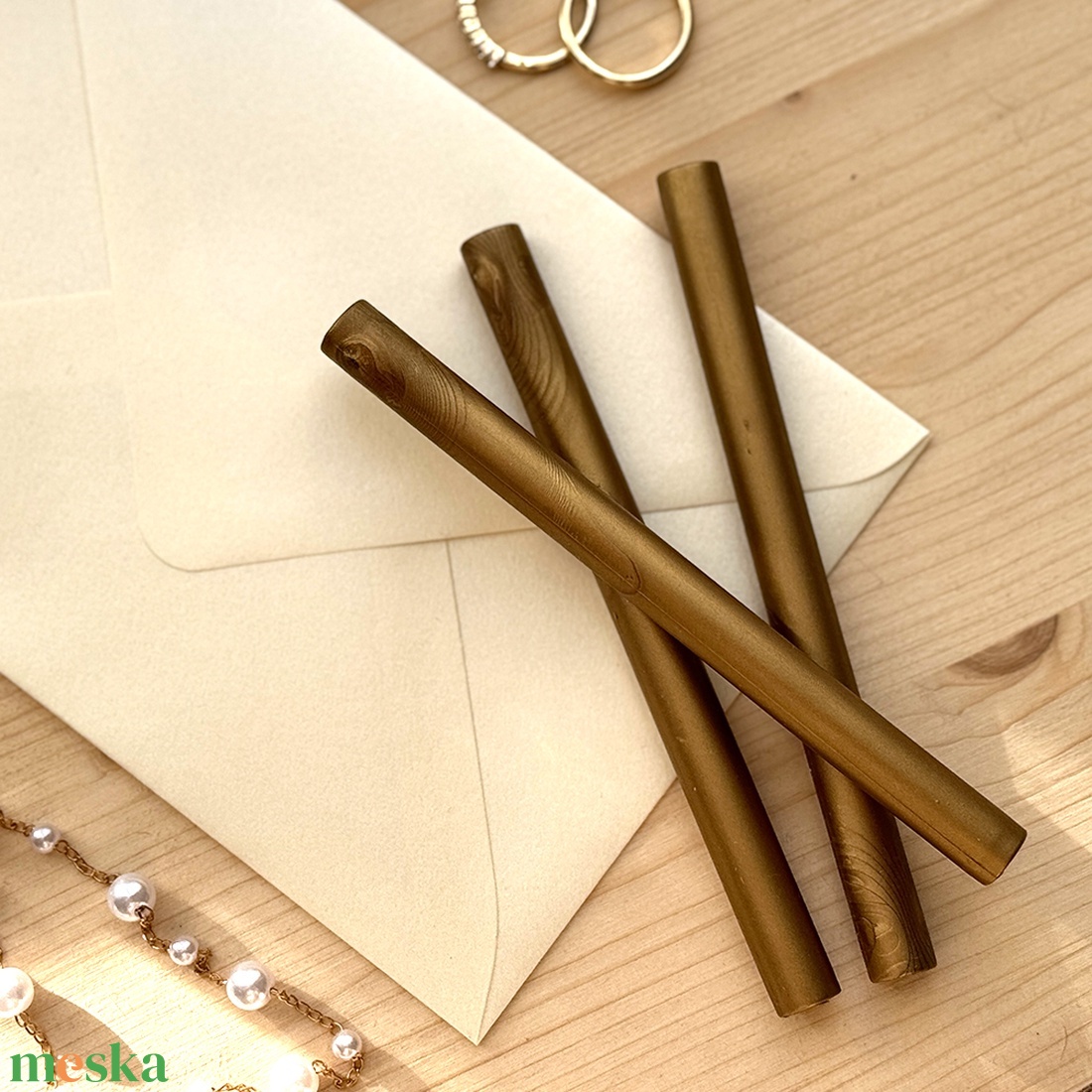 Viaszrúd, bronzos - esküvő - meghívó & kártya - esküvői pecsét, bélyegző - esküvői viasz pecsét - Meska.hu