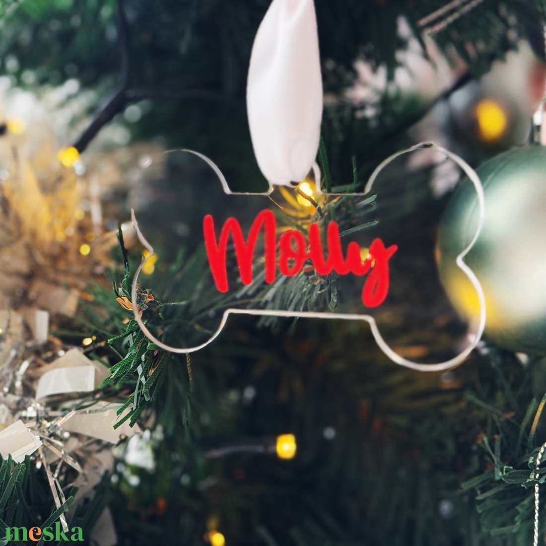 karácsonyi plexi dísz, karácsonyfadísz, akril, egyedi felirattal - karácsony - karácsonyi lakásdekoráció - karácsonyfadíszek - Meska.hu