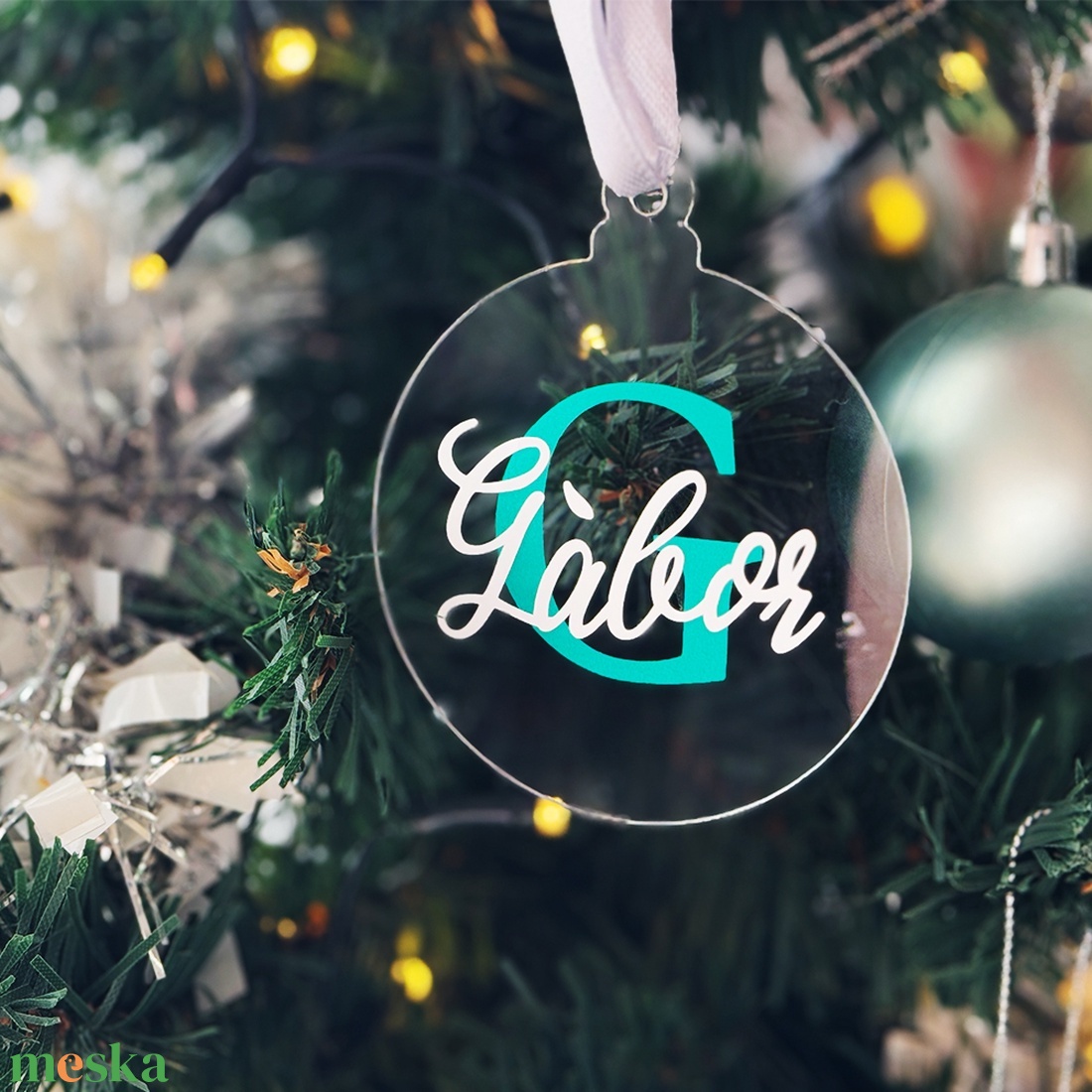 karácsonyi plexi dísz, karácsonyfa dísz, akril, egyedi felirattal - karácsony - karácsonyi lakásdekoráció - karácsonyfadíszek - Meska.hu