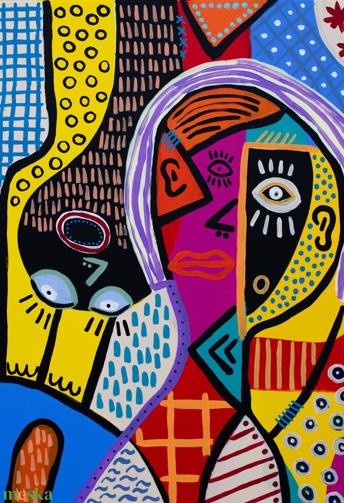 Partie de cartes chez Nana (Kártyaparti Nana-nál) - művészet - festmény - akril - Meska.hu