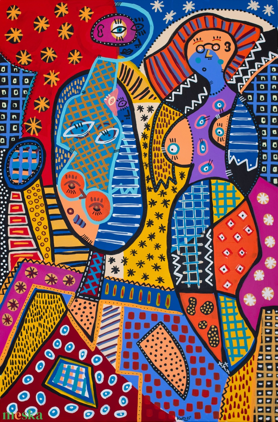 Szoba tükörrel szőnyeggel - művészet - festmény - akril - Meska.hu