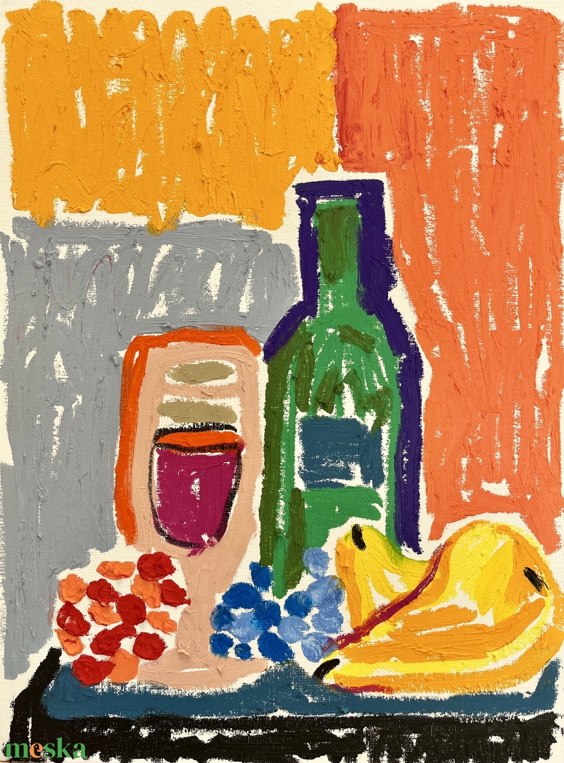 Bor és gyümölcsök - művészet - festmény - pasztell - Meska.hu