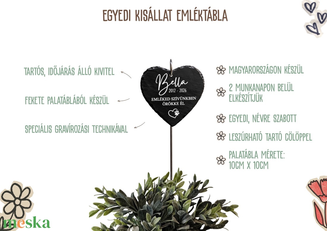 Egyedi névvel ellátott kisállat emléktábla kutyáknak, macskáknak és egyéb házi kedvenceknek, kis cölöppel leszúrható - otthon & életmód - kisállatoknak - kutyáknak - kutya biléta - Meska.hu