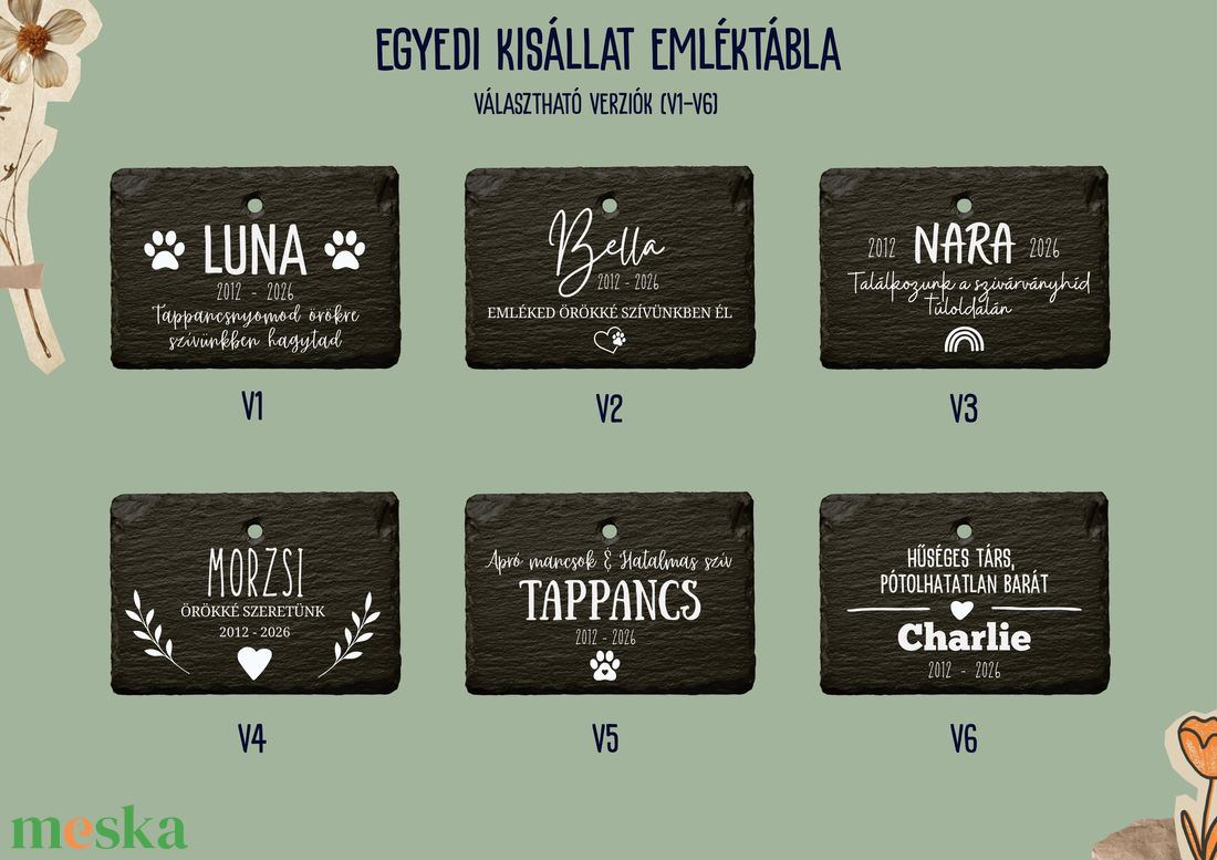 Egyedi névvel ellátott kisállat emléktábla kutyáknak, macskáknak és egyéb házi kedvenceknek, kis cölöppel leszúrható - otthon & életmód - vallás - temetkezési tárgy - sírdísz, kegyeleti dísz - Meska.hu