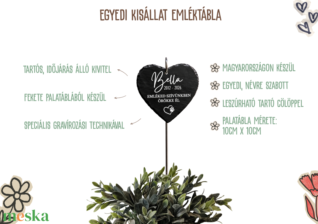 Egyedi névvel ellátott kisállat emléktábla kutyáknak, macskáknak és egyéb házi kedvenceknek, kis cölöppel leszúrható - otthon & életmód - kisállatoknak - kutyáknak - kutya biléta - Meska.hu