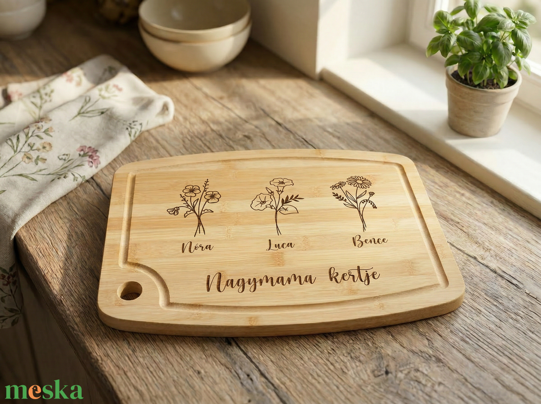 Gravírozott nagyméretű vágódeszka - anyák napi ajándék nagymamáknak, anyukáknak - otthon & életmód - konyhafelszerelés, tálalás - sütés, főzés - vágódeszka - Meska.hu