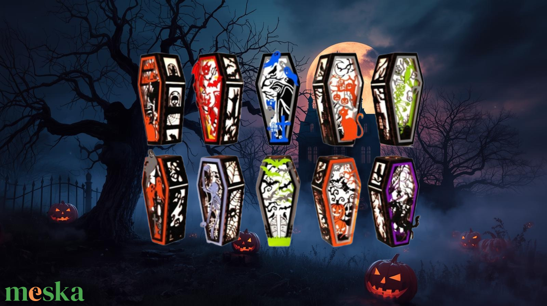 Halloween dekor gravírozott koporsó dísz, több színben - otthon & életmód - dekoráció - halloween - halloweeni dekoráció - Meska.hu Halloween dekor gravírozott koporsó dísz, több színben - otthon & életmód - dekoráció - halloween - halloweeni dekoráció - Meska.hu