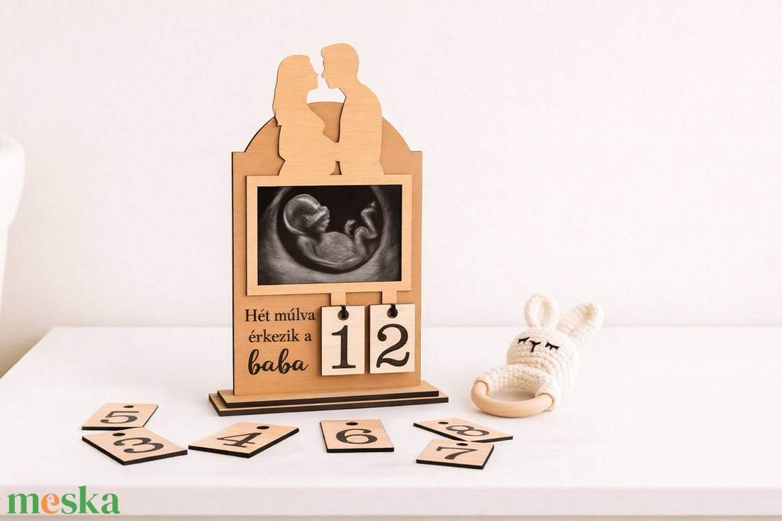 Szívünk alatt � Fa Ultrahangos Képkeret és Visszaszámláló Naptár - baba - mama - babaemlékek - baba emlékőrző - Meska.hu