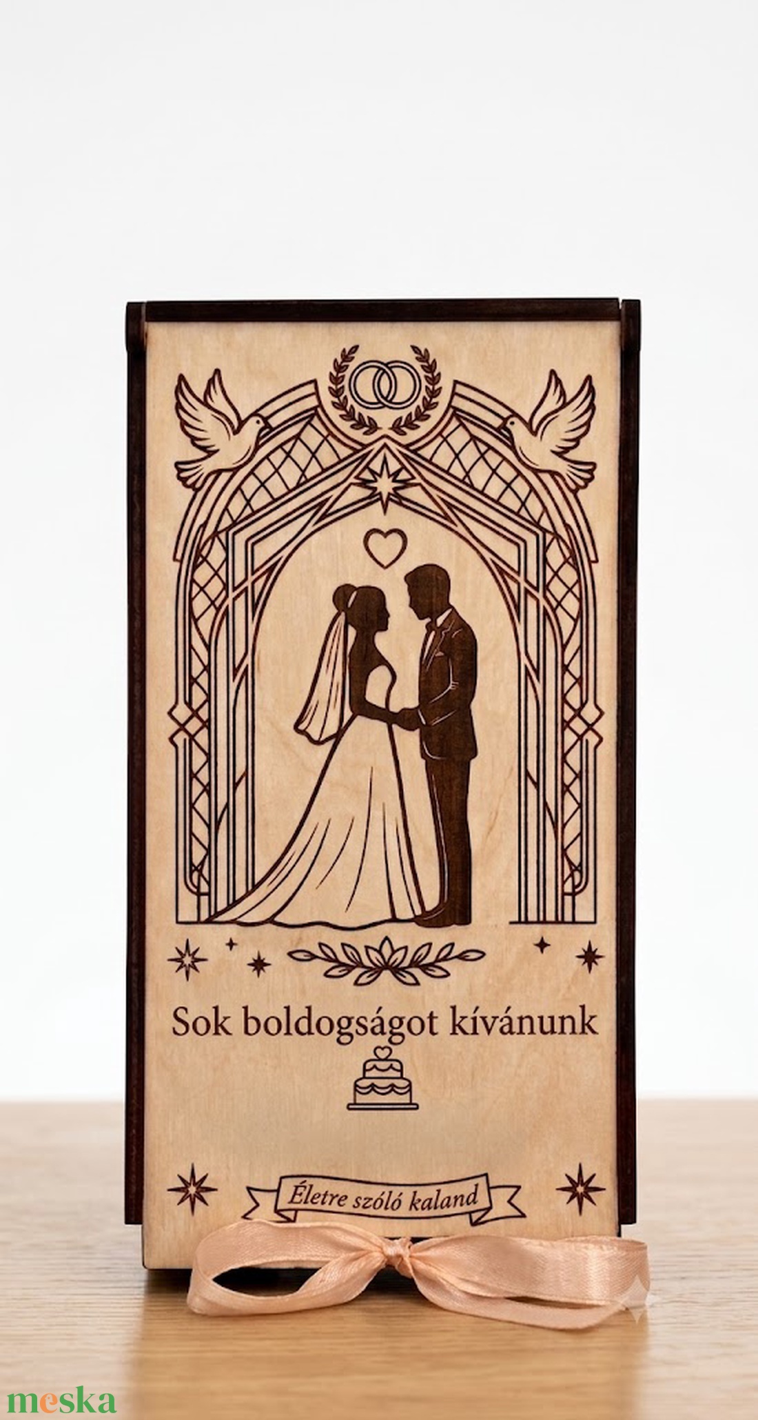 Elegáns Fa Pénzátadó Boríték Esküvőre - otthon & életmód - papír, írószer - ajándékozás kellékei - pénzátadó doboz - Meska.hu