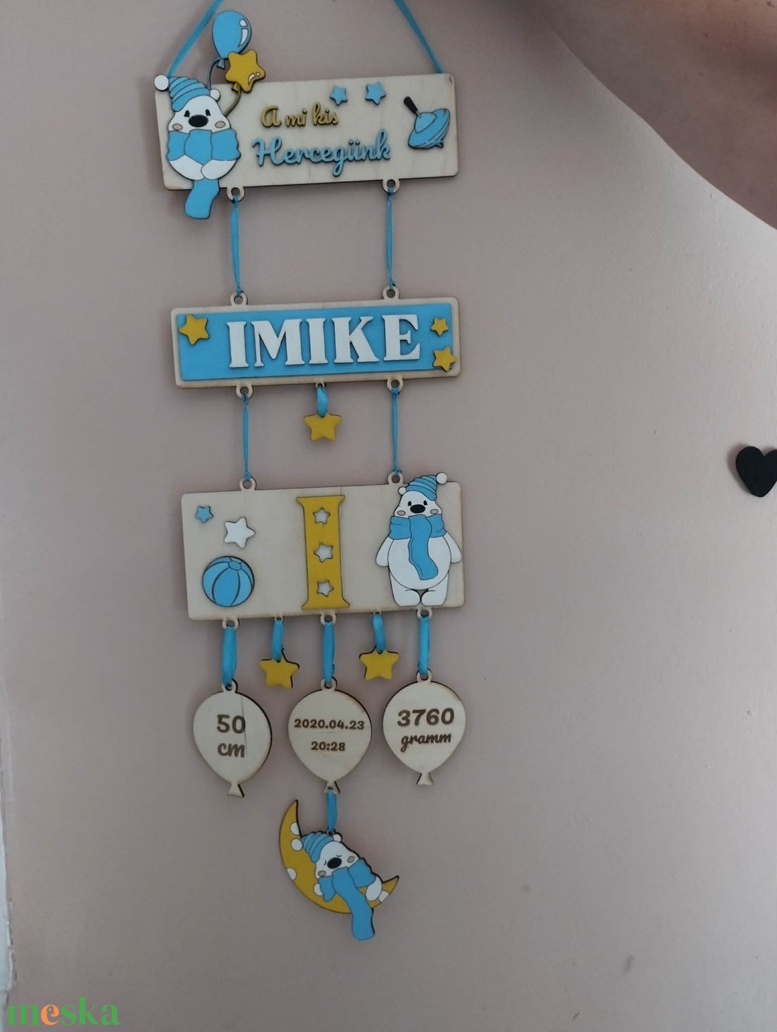 Babaköszöntő falidísz születési adatokkal - baba - mama - babaszoba dekoráció - baba névtábla - Meska.hu