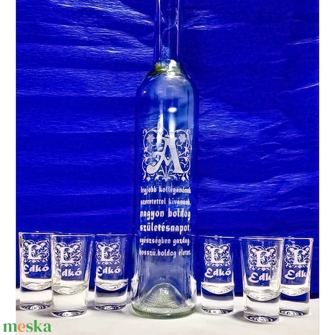 Gravírozott pálinkáskészlet - otthon & életmód - konyhafelszerelés, tálalás - tálalás - pálinkás poharak, szettek - Meska.hu