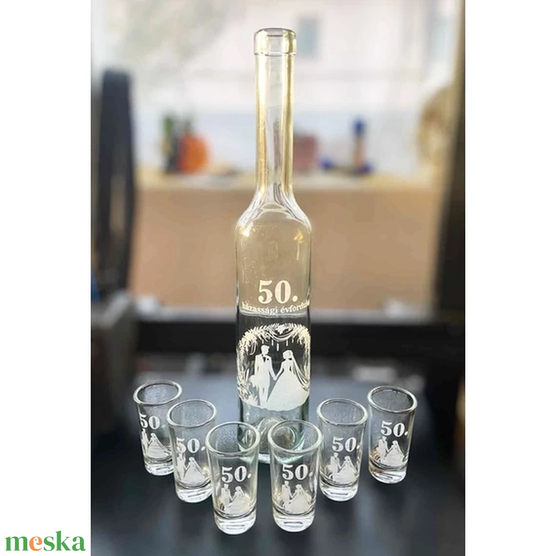 Gravírozott pálinkáskészlet - otthon & életmód - konyhafelszerelés, tálalás - tálalás - pálinkás poharak, szettek - Meska.hu