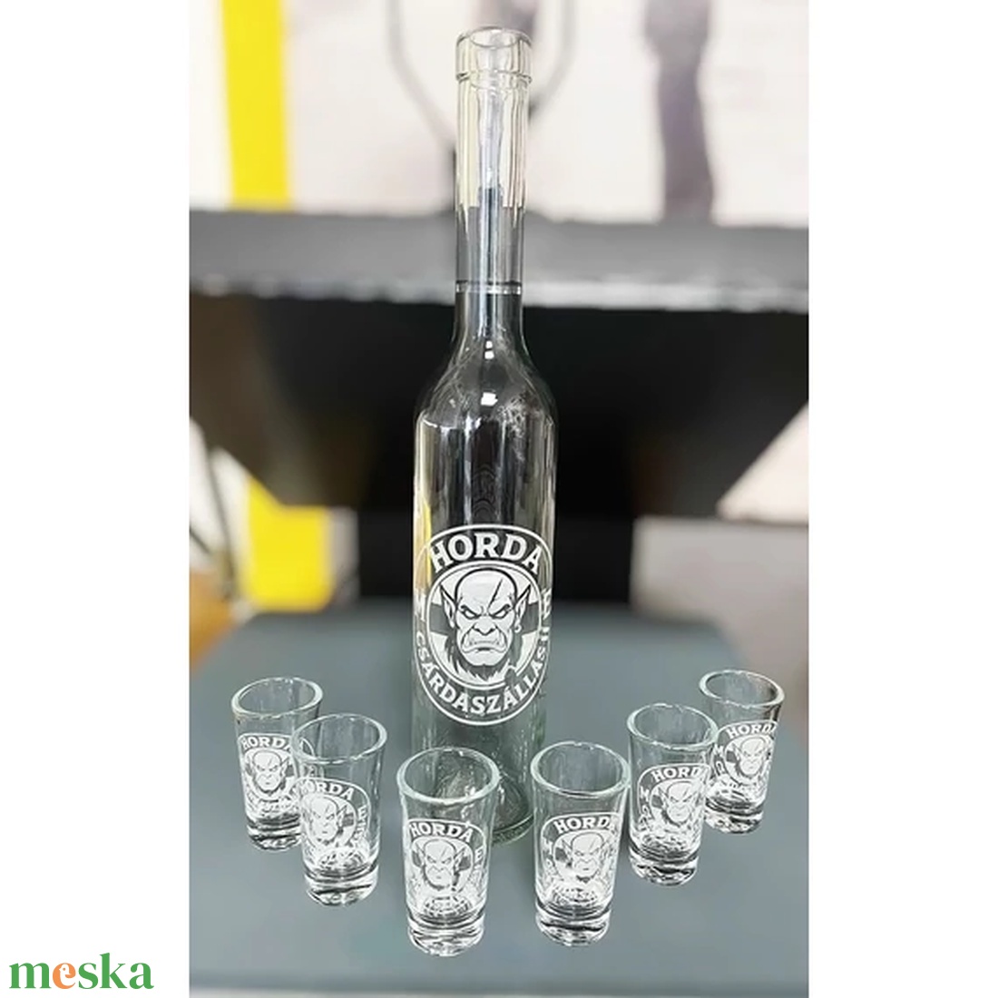 Gravírozott pálinkáskészlet - otthon & életmód - konyhafelszerelés, tálalás - tálalás - pálinkás poharak, szettek - Meska.hu
