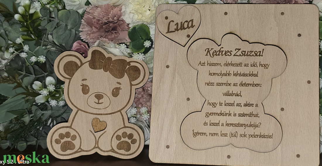 Keresztszülő felkérő és emlék � névre szóló gravírozott fa  - baba - mama - keresztelő kellékek - keresztszülő felkérő - Meska.hu
