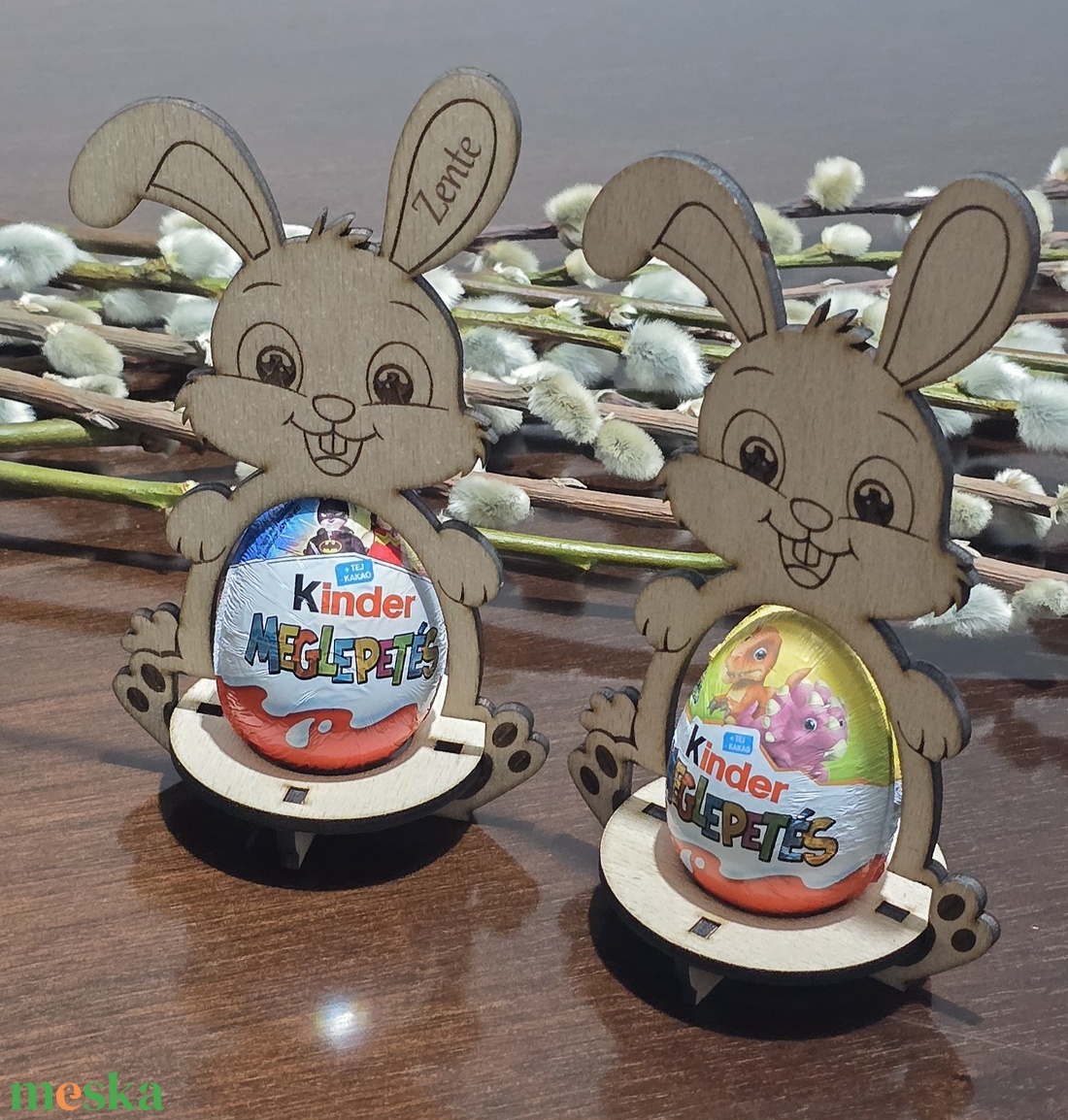 Nyuszis húsvéti köszönőajándék, tojástartó, névre szóló - ünnepi díszek, dekorációk - húsvéti díszek és dekorációk - húsvéti ajándékátadó - Meska.hu