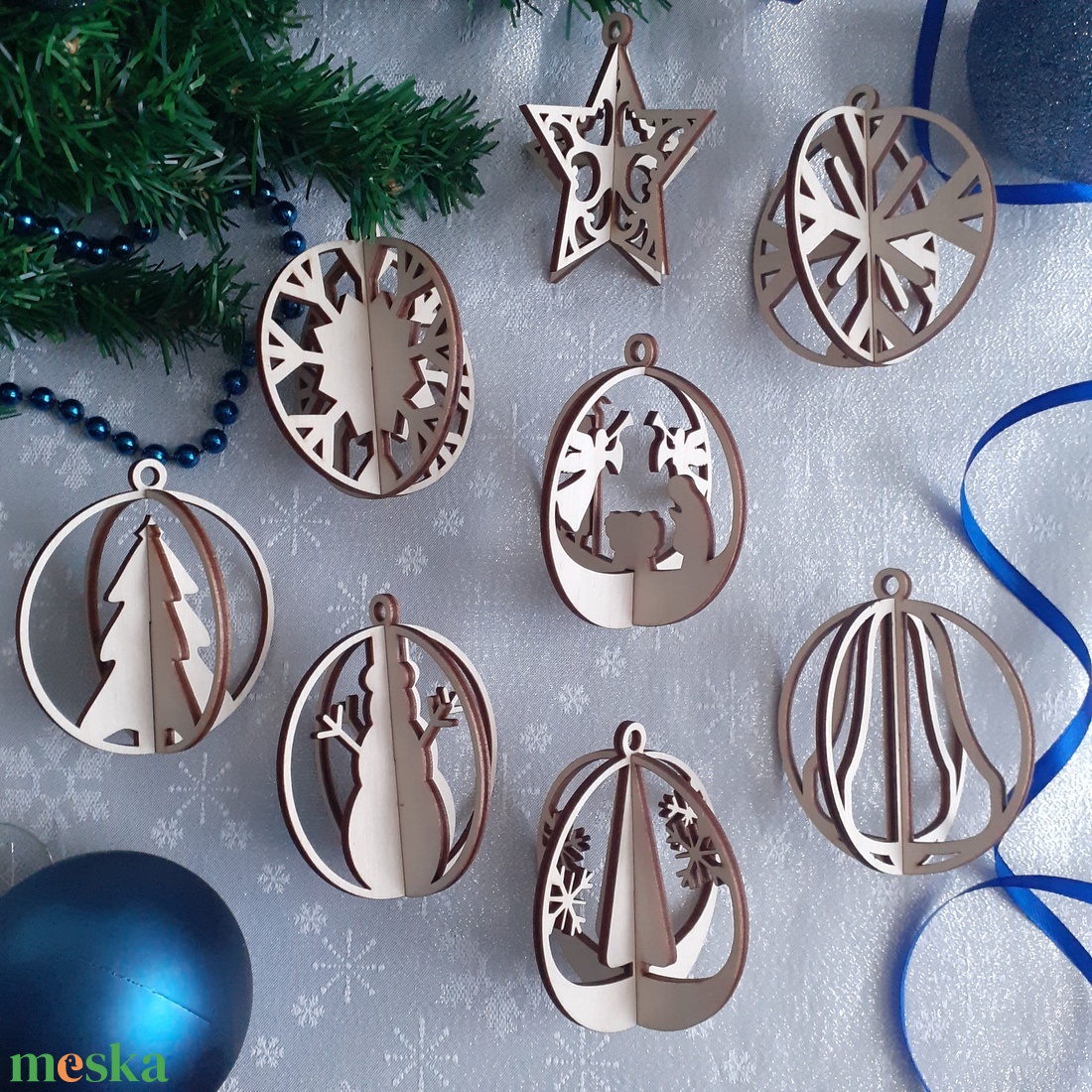 3D karácsonyfadísz szett  - karácsony - karácsonyi lakásdekoráció - karácsonyfadíszek - Meska.hu