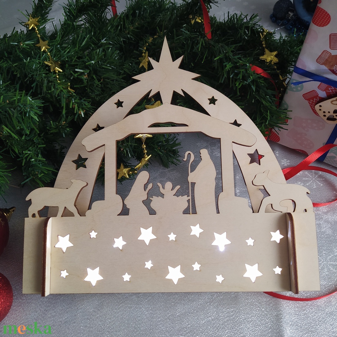 Betlehemes asztaldísz világítással - karácsony - karácsonyi lakásdekoráció - karácsonyi lakásdíszek - Meska.hu