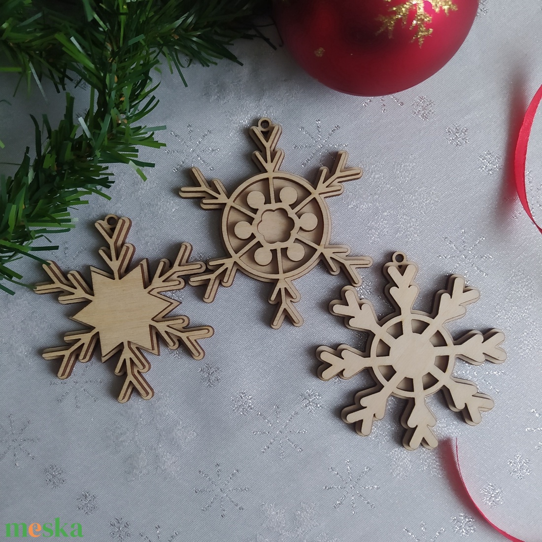 9db-os hópehely karácsonyfadísz szett  - karácsony - karácsonyi lakásdekoráció - karácsonyfadíszek - Meska.hu