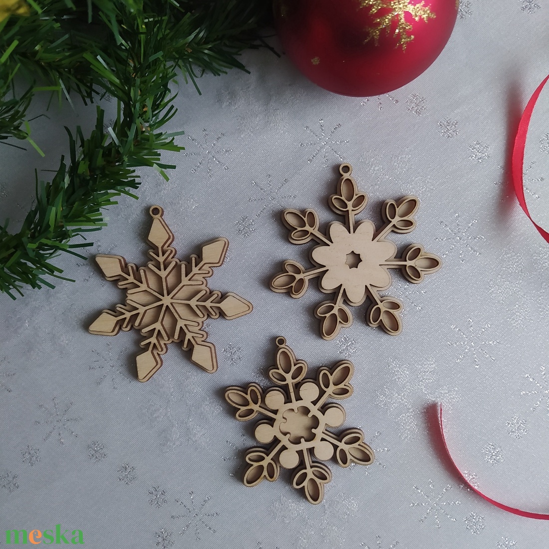 9db-os hópehely karácsonyfadísz szett  - karácsony - karácsonyi lakásdekoráció - karácsonyfadíszek - Meska.hu
