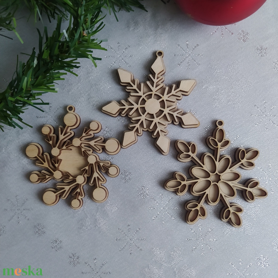9db-os hópehely karácsonyfadísz szett  - karácsony - karácsonyi lakásdekoráció - karácsonyfadíszek - Meska.hu