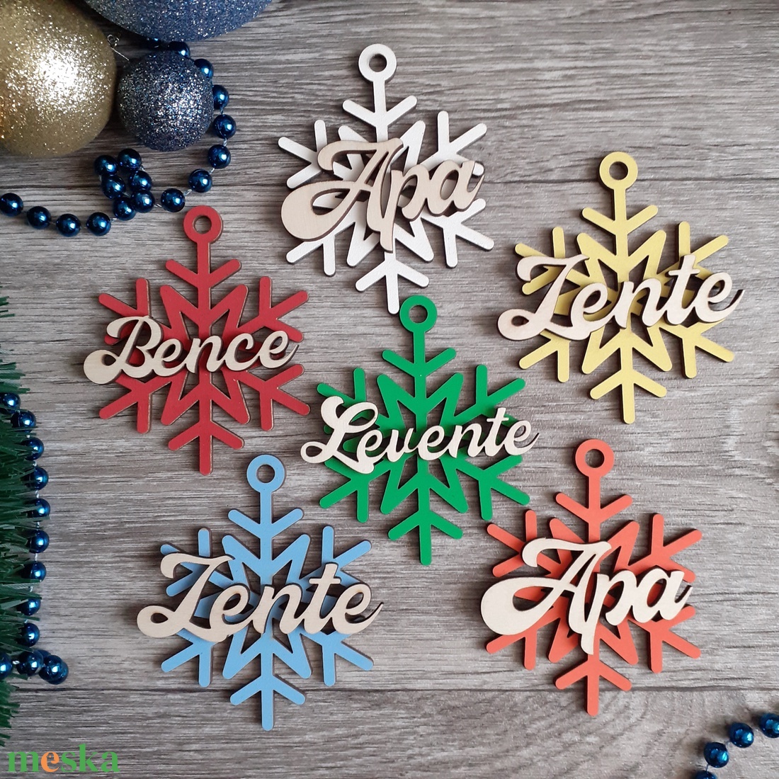 Neves hópehely - karácsony - karácsonyi lakásdekoráció - karácsonyfadíszek - Meska.hu