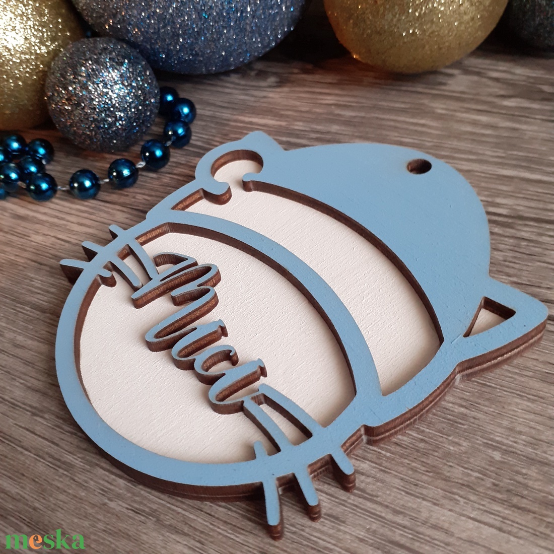 Cica fejes  karácsonyfadísz - karácsony - karácsonyi lakásdekoráció - karácsonyfadíszek - Meska.hu