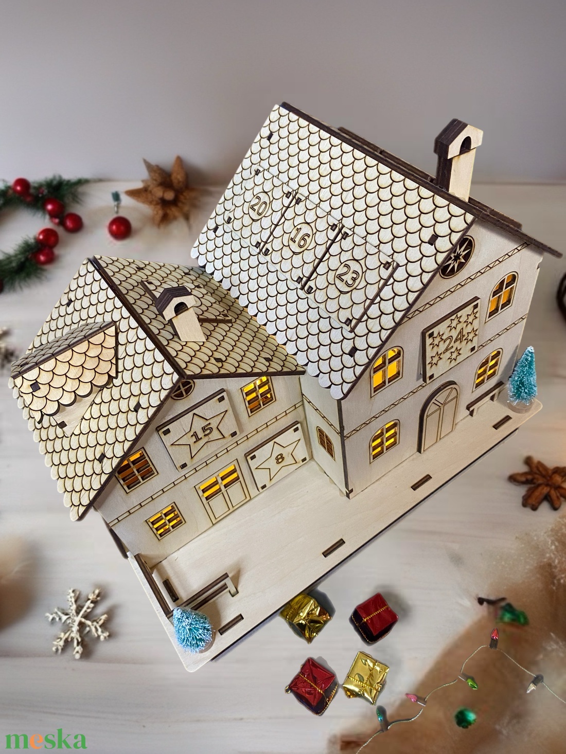 Házikó adventi naptár - karácsony - adventi díszek - adventi naptár - Meska.hu