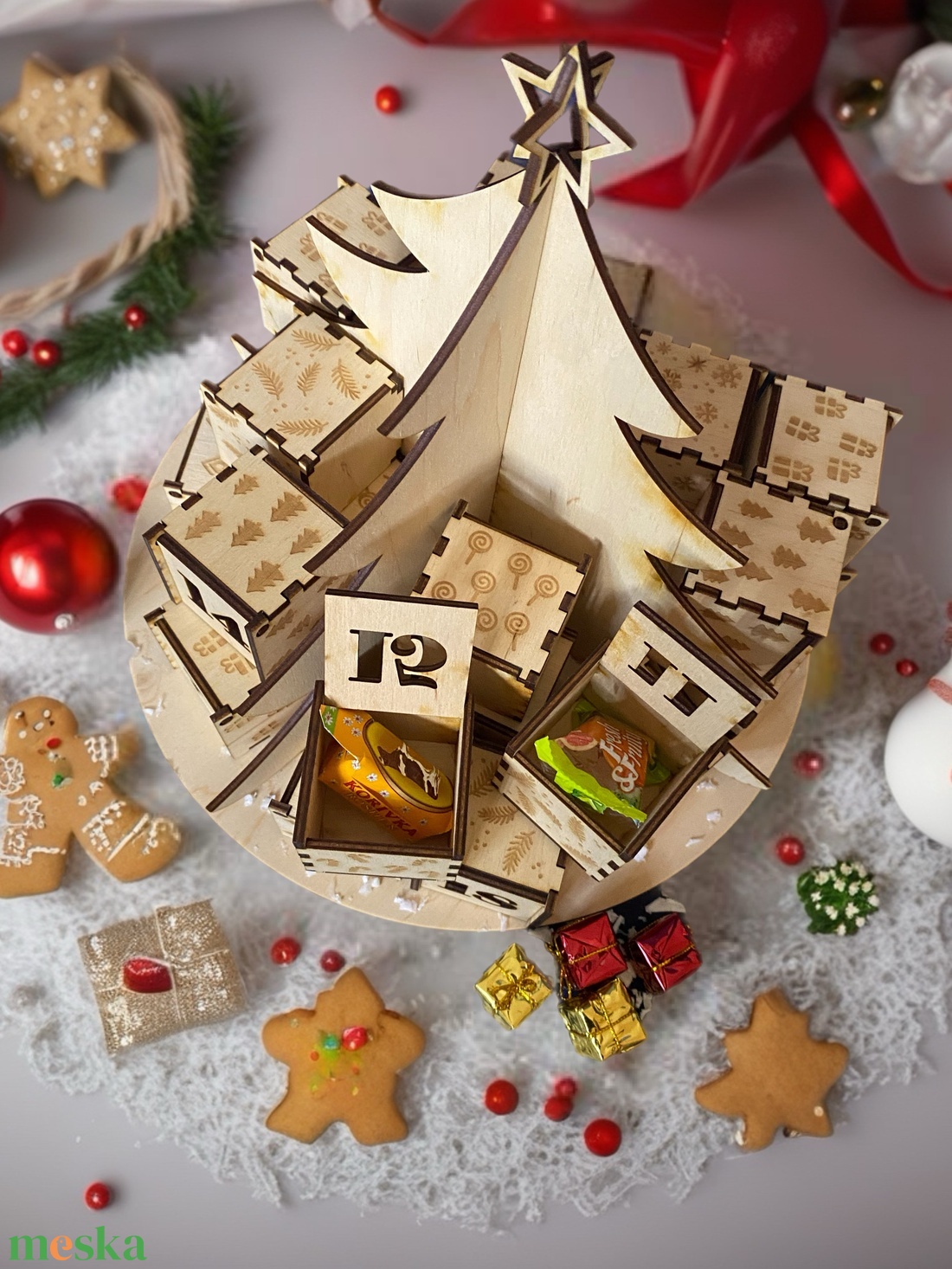 Karácsonyfa adventi naptár - karácsony - adventi díszek - adventi naptár - Meska.hu