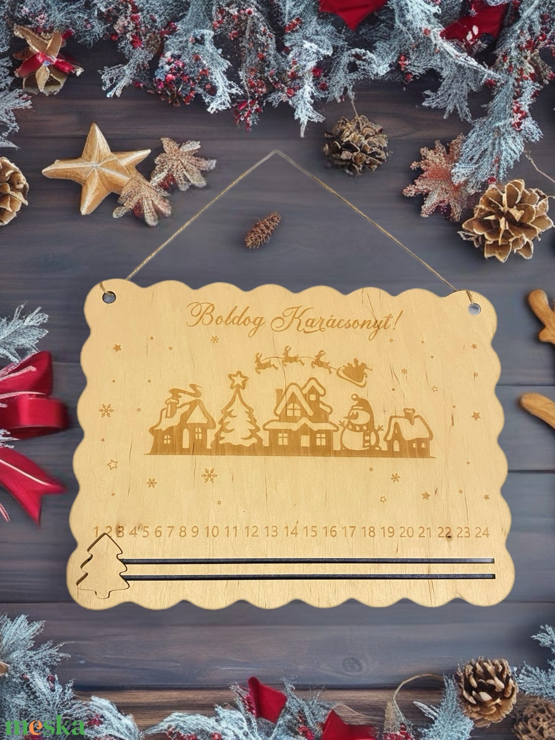 Adventi visszaszámláló tábla - karácsony - adventi díszek - adventi naptár - Meska.hu