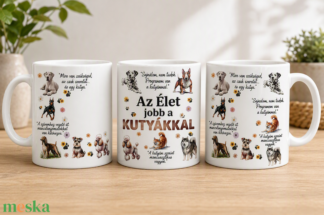 Az élet jobb a kutyákkal - otthon & életmód - konyhafelszerelés, tálalás - tálalás - bögre & csésze - Meska.hu