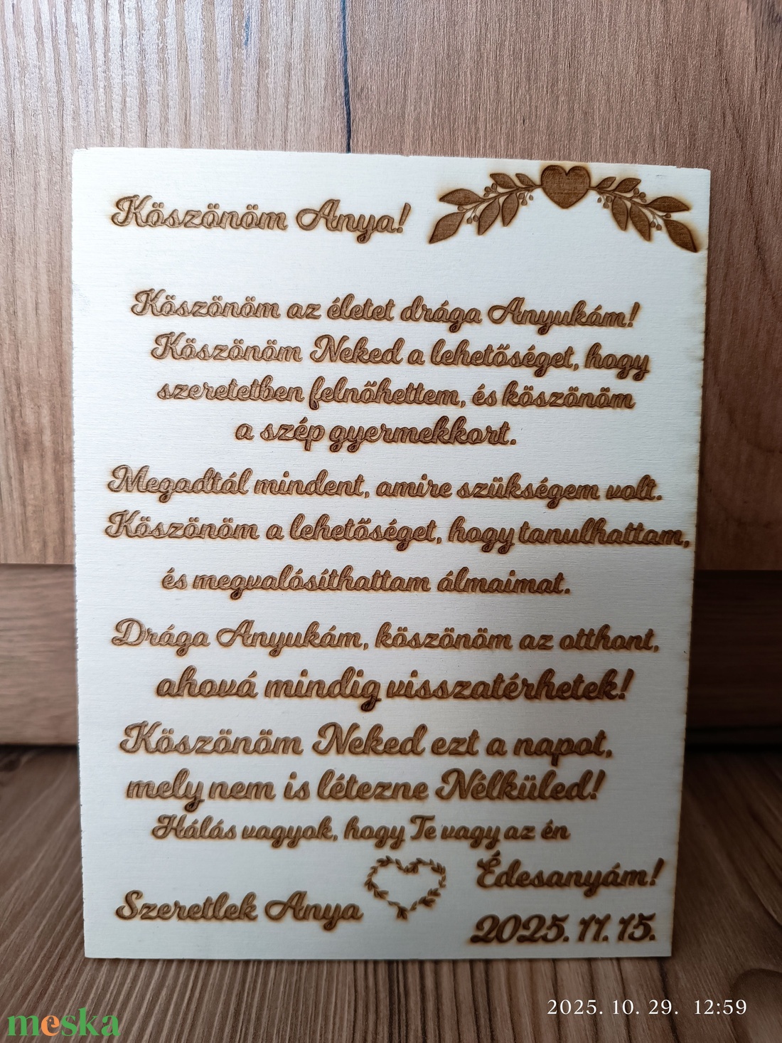 Esküvői Szülőköszöntő Ajándék Édesanyáknak � Lézergravírozott Fatábla (20x30 cm) - esküvő - emlék & ajándék - köszönőajándék - Meska.hu