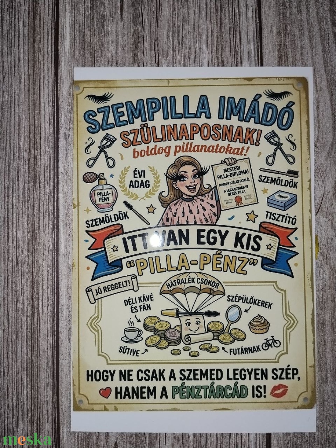 Humoros Pénzátadó Tábla Szülinapra � Szempilla Imádóknak - esküvő - nászajándék - esküvői pénzátadó képkeret - Meska.hu