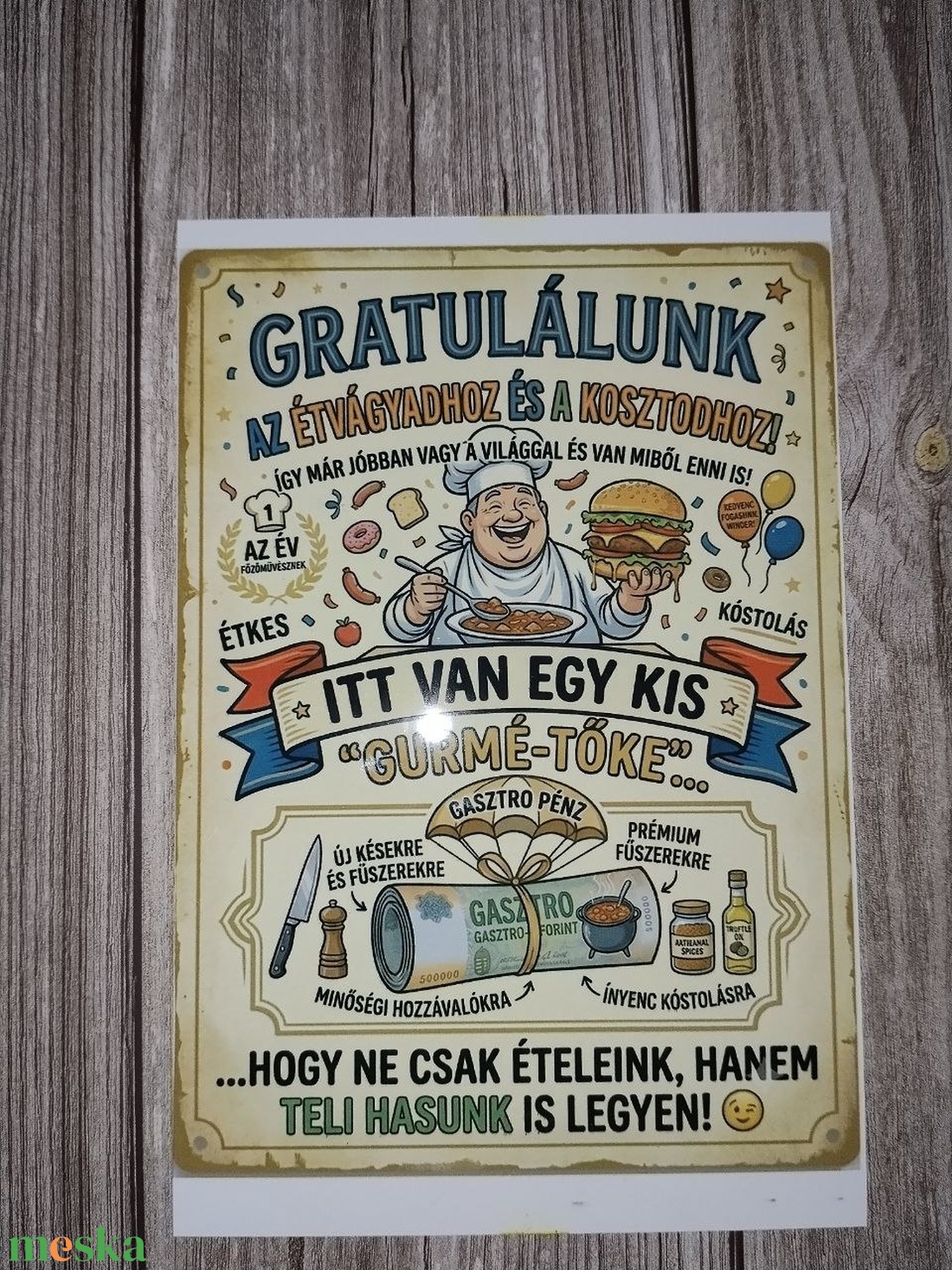 Humoros Pénzátadó Tábla Gasztro Imádóknak - esküvő - nászajándék - esküvői pénzátadó képkeret - Meska.hu