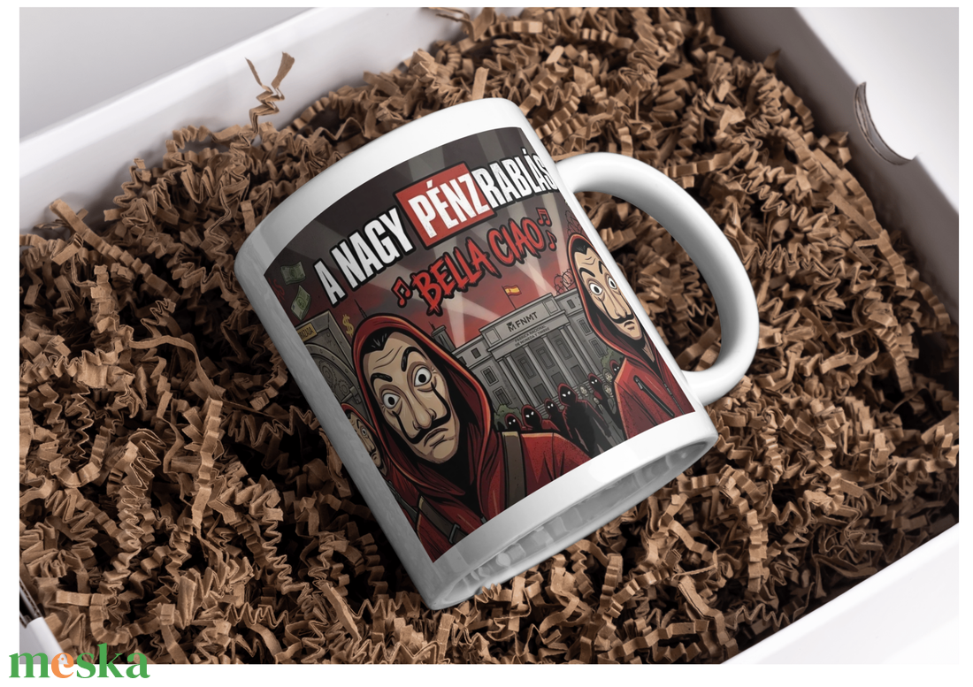 A nagy pénzrablás (La Casa de Papel) stílusú egyedi bögre grafika - otthon & életmód - konyhafelszerelés, tálalás - tálalás - bögre & csésze - Meska.hu