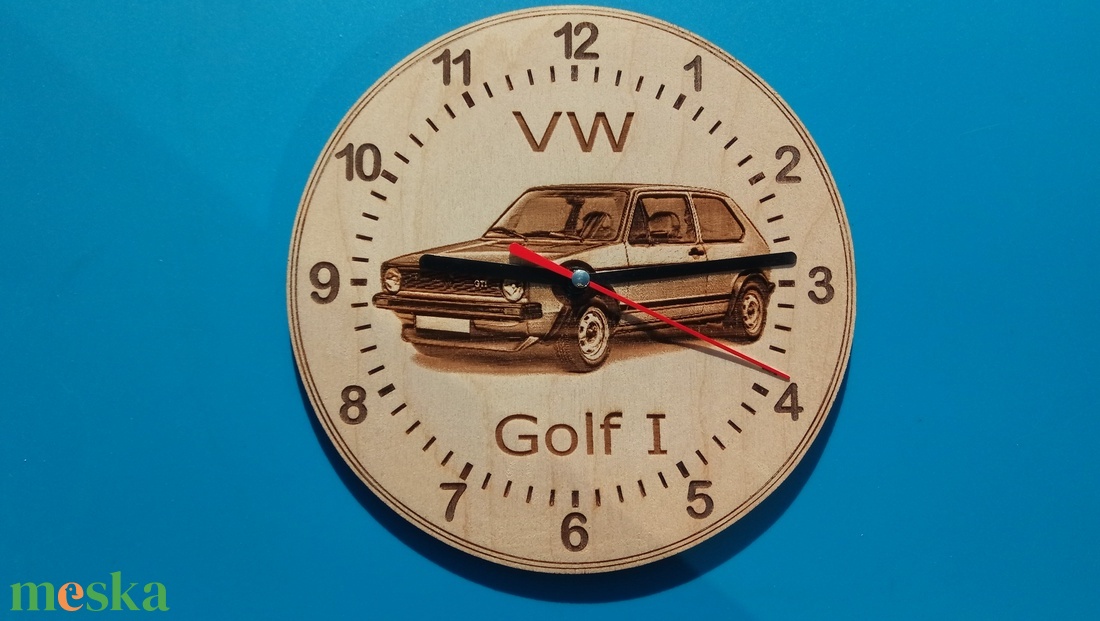 VW, VolksWagen Golf I ( 1 ) mintás falióra. Golfos, vws, volkswagenes képpel. - otthon & életmód - dekoráció - fali és függő dekoráció - falióra & óra - Meska.hu