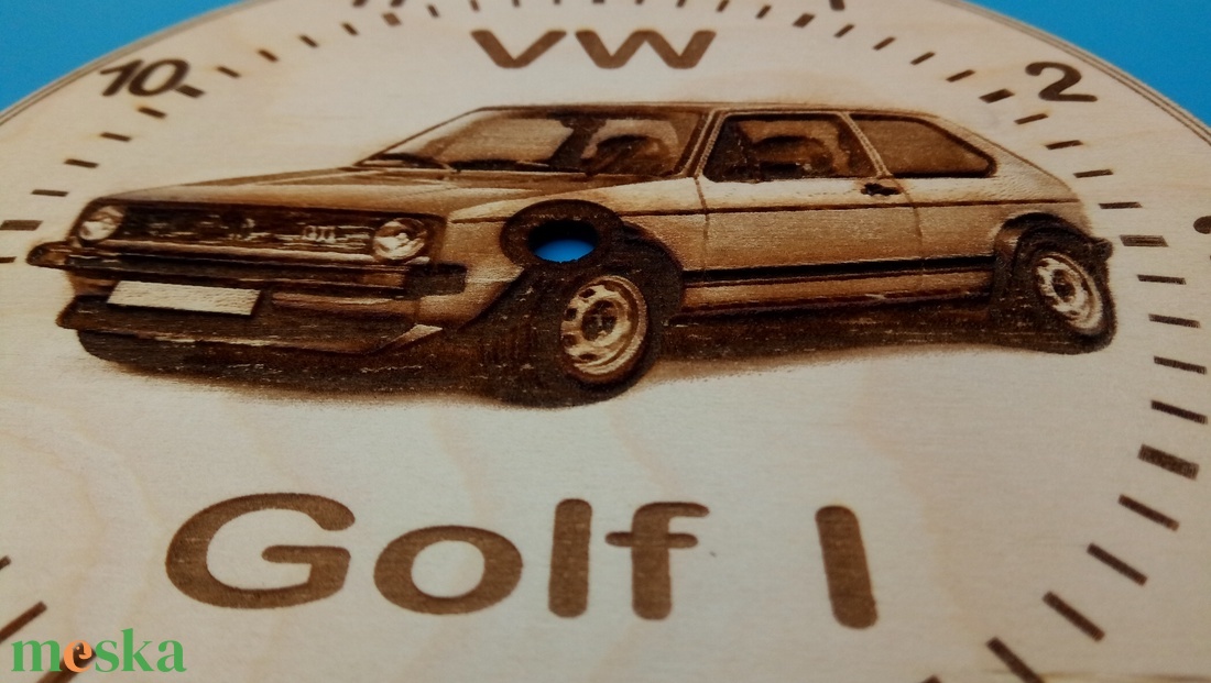 VW, VolksWagen Golf I ( 1 ) mintás falióra. Golfos, vws, volkswagenes képpel. Kedves, egyedi ajándék is lehet belőle. - otthon & életmód - dekoráció - fali és függő dekoráció - falióra & óra - Meska.hu