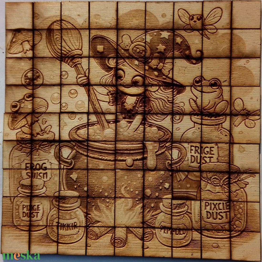 Boszorkányos kirakó, méregkeverő boszi mintával. Kedves kis boszorkány, kislányoknak. Nehéz fejtörő komoly puzzle játék. - játék & sport - puzzle - kirakó, kocka kirakó - Meska.hu