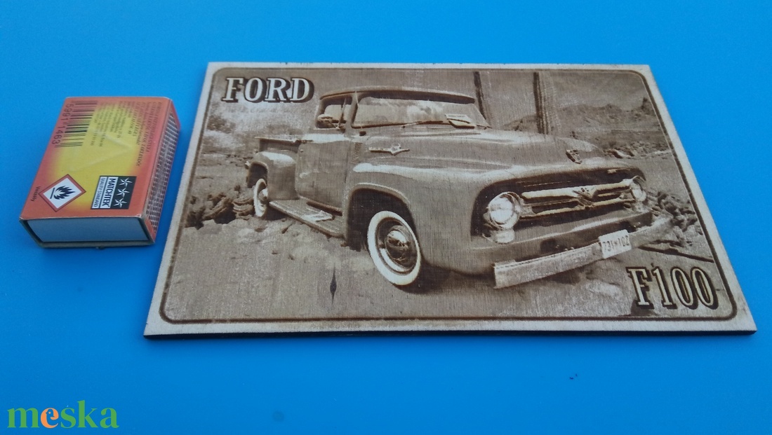 FORD F100 falikép (kaktusz hátteres), amerikai autós találkozó résztvevőknek. Veterán őrülteknek. - otthon & életmód - dekoráció - kép & falikép - fából készült kép - Meska.hu