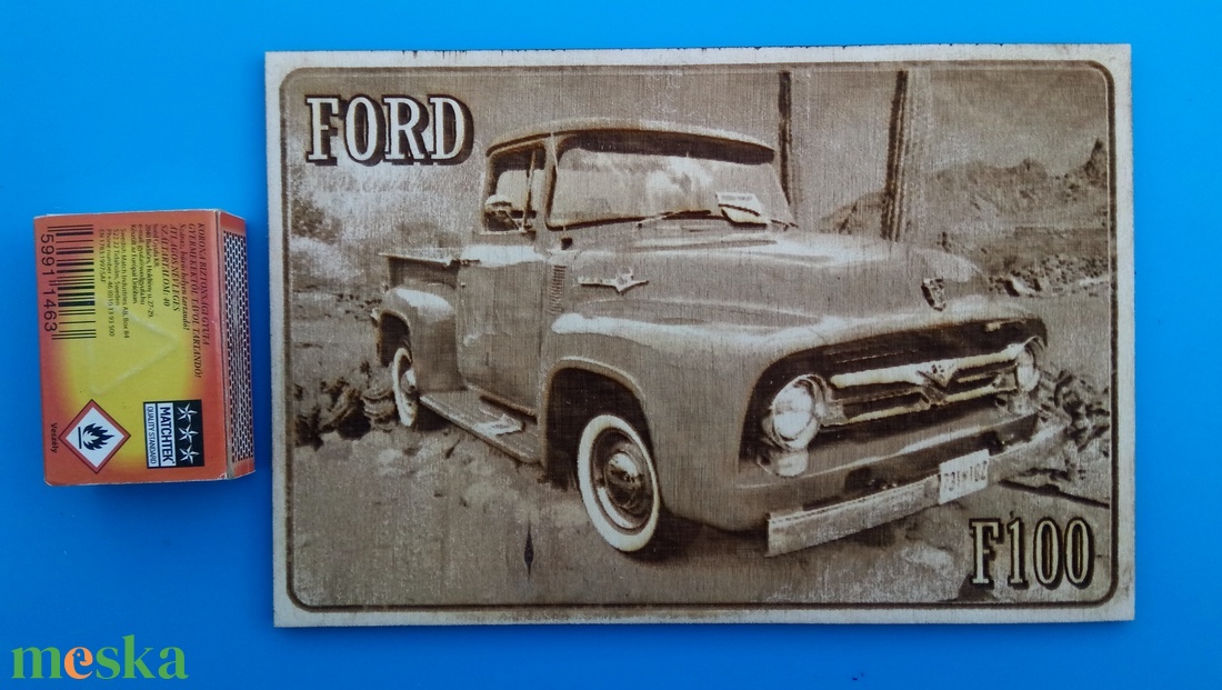 FORD F100 falikép (kaktusz hátteres), amerikai autós találkozó résztvevőknek. Veterán őrülteknek. - otthon & életmód - dekoráció - kép & falikép - fából készült kép - Meska.hu