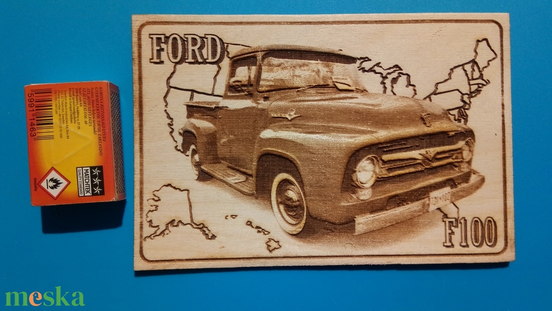 FORD F100 falikép (térkép háttérrel), amerikai autós találkozó résztvevőknek. Veterán őrülteknek. Fém tábla hangulattal. - otthon & életmód - dekoráció - kép & falikép - fából készült kép - Meska.hu