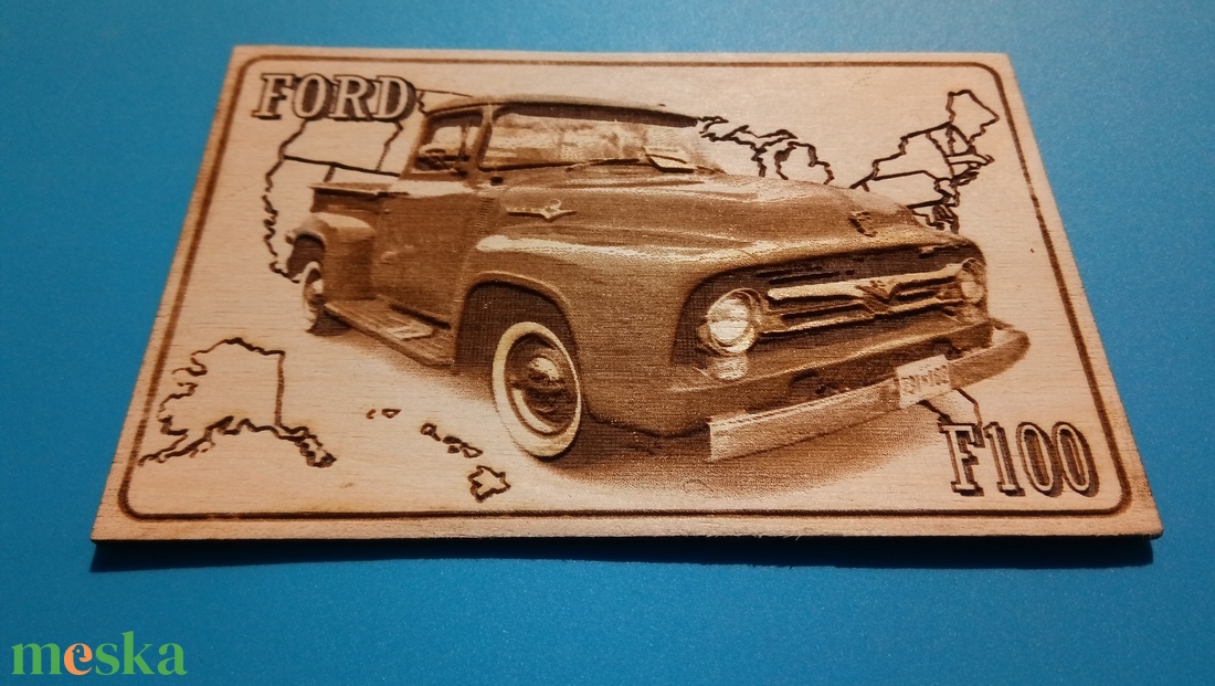 FORD F100 falikép (térkép háttérrel), amerikai autós találkozó résztvevőknek. Veterán őrülteknek. Fém tábla hangulattal. - otthon & életmód - dekoráció - kép & falikép - fából készült kép - Meska.hu