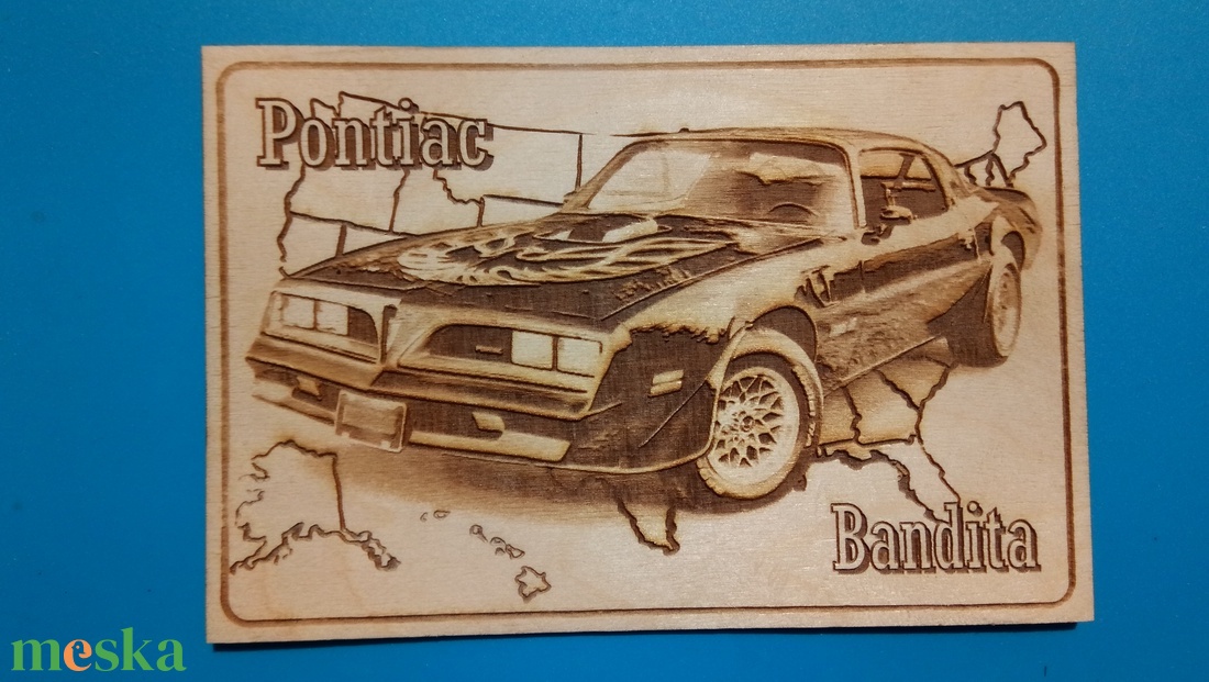 Pontiac  Bandita , a Trans Am amerikai autós találkozó résztvevőknek. Veterán őrülteknek. Fém tábla hangulattal. - otthon & életmód - dekoráció - kép & falikép - fából készült kép - Meska.hu
