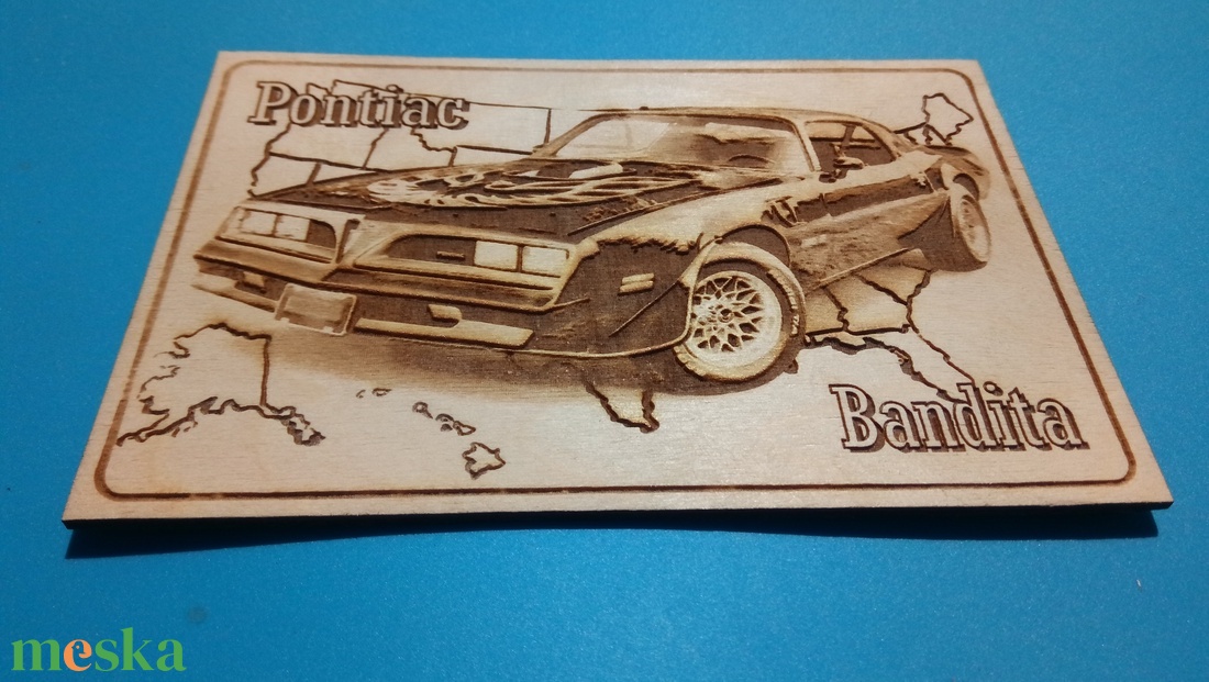Pontiac  Bandita , a Trans Am amerikai autós találkozó résztvevőknek. Veterán őrülteknek. Fém tábla hangulattal. - otthon & életmód - dekoráció - kép & falikép - fából készült kép - Meska.hu