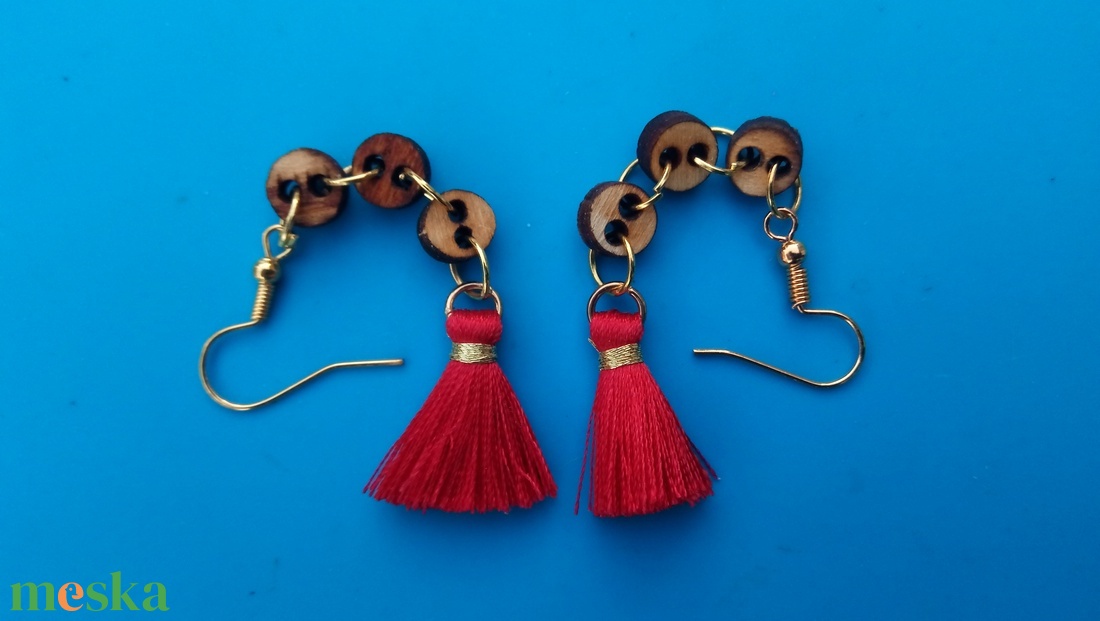 Bojtos fülbevaló. (kispiros) Láncos.  - esküvő - ékszer - fülbevaló - Meska.hu