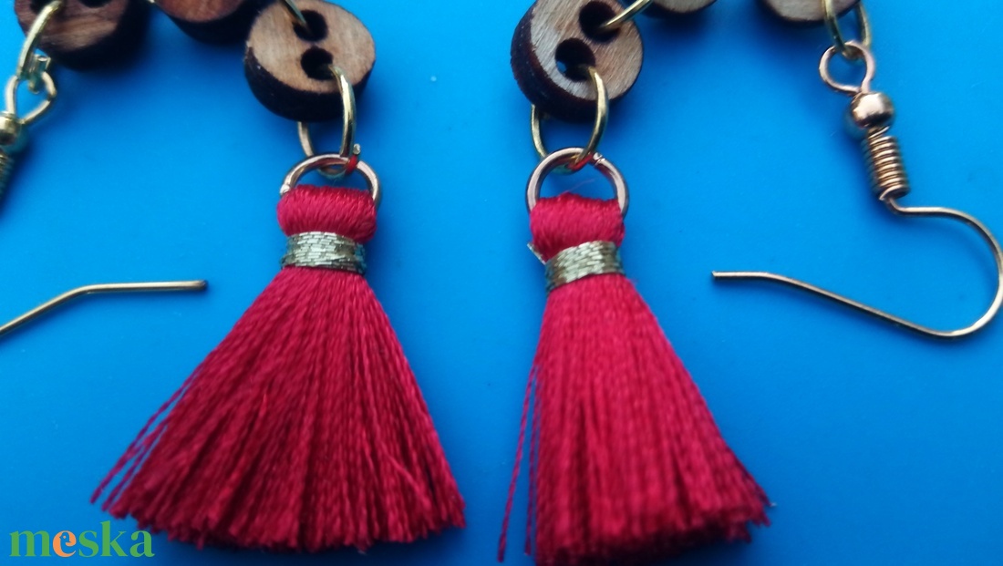 Bojtos fülbevaló. (kispiros) Láncos.  - esküvő - ékszer - fülbevaló - Meska.hu