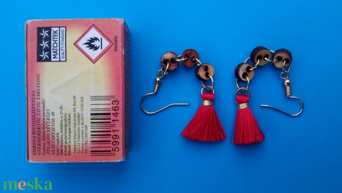 Bojtos fülbevaló. (kispiros) Láncos.  - esküvő - ékszer - fülbevaló - Meska.hu