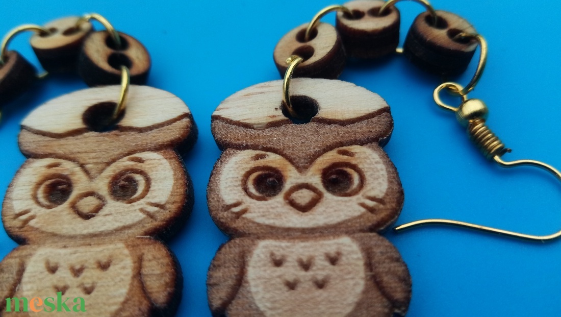 Láncos Bagoly fülbevaló. Baglyos füldísz, bagollyal. Kiváló ajándék lánynak, vidám hölgynek, nőnek szilveszterre. - esküvő - ékszer - fülbevaló - Meska.hu