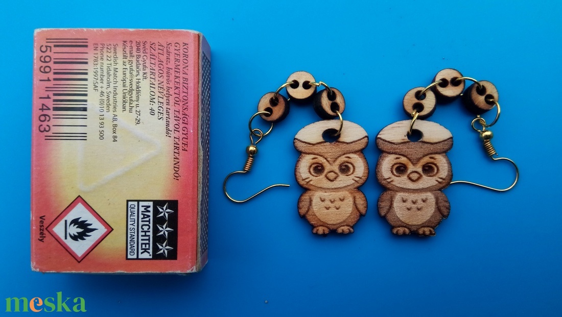 Láncos Bagoly fülbevaló. Baglyos füldísz, bagollyal. Kiváló ajándék lánynak, vidám hölgynek, nőnek szilveszterre. - esküvő - ékszer - fülbevaló - Meska.hu