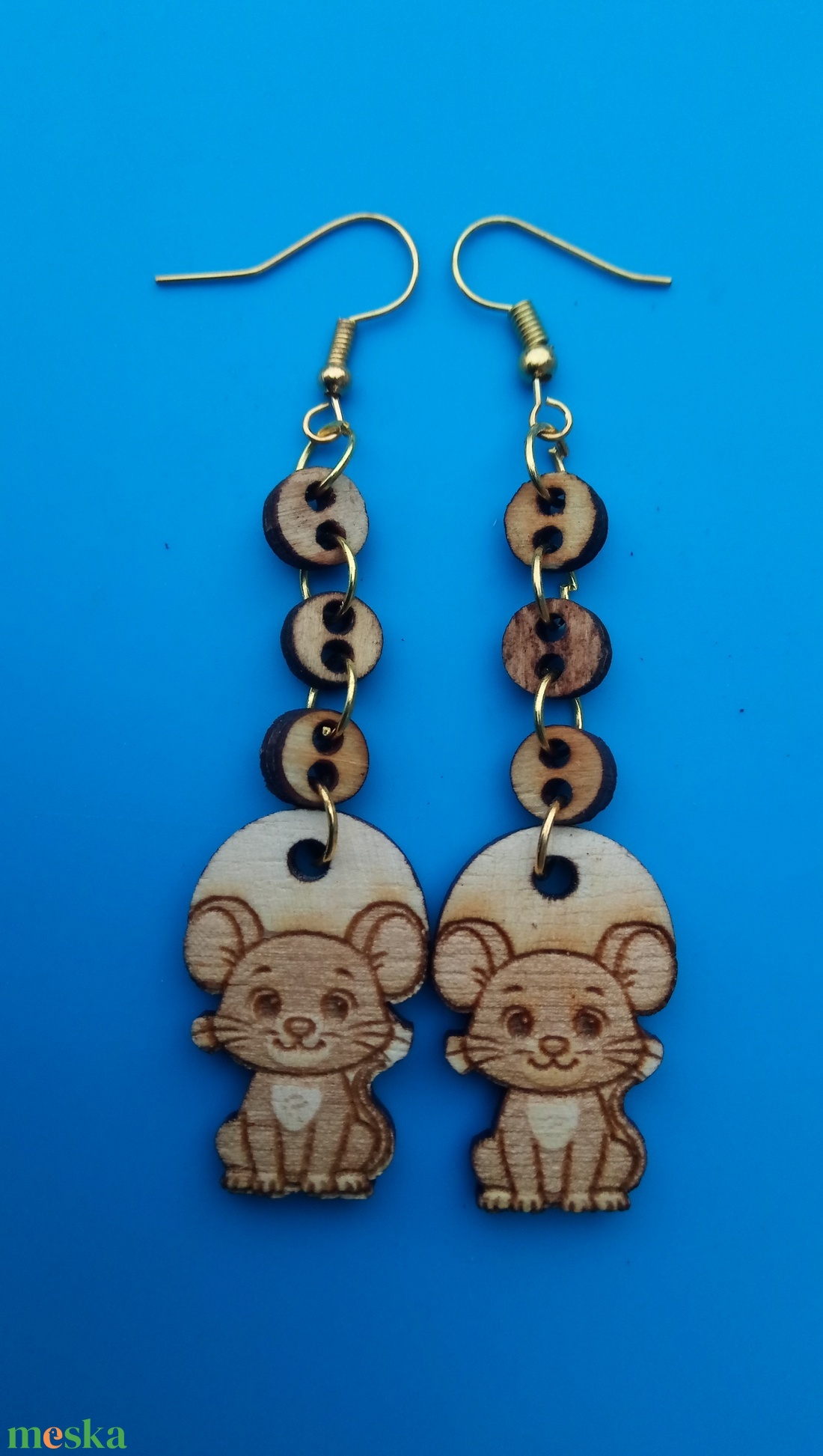 Láncos Egér fülbevaló. Egeres füldísz, egérrel. Kiváló ajándék lánynak, vidám hölgynek, nőnek szilveszterre. - esküvő - ékszer - fülbevaló - Meska.hu