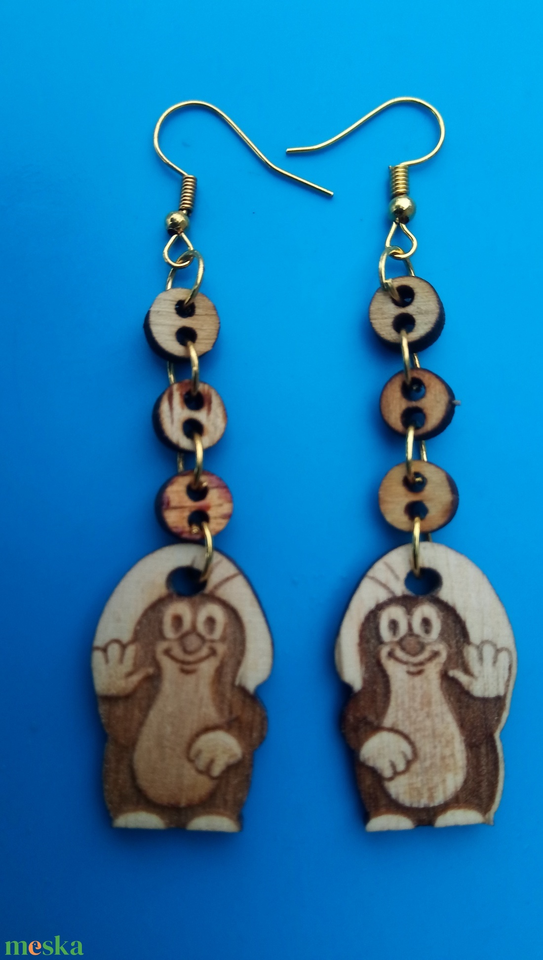 Láncos Vakond fülbevaló. Vakondos füldísz vakonddal. Kiváló ajándék lánynak, vidám hölgynek, nőnek szilveszterre. - esküvő - ékszer - fülbevaló - Meska.hu